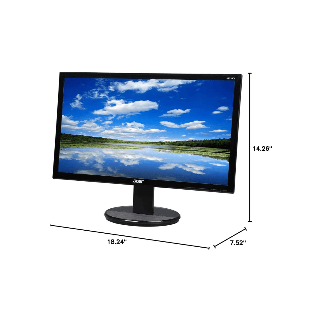 Acer K202HQL 20inches (19.5 inches viewable) HD+ (1600 x 900) Monitor (DVI & VGA Ports), Black